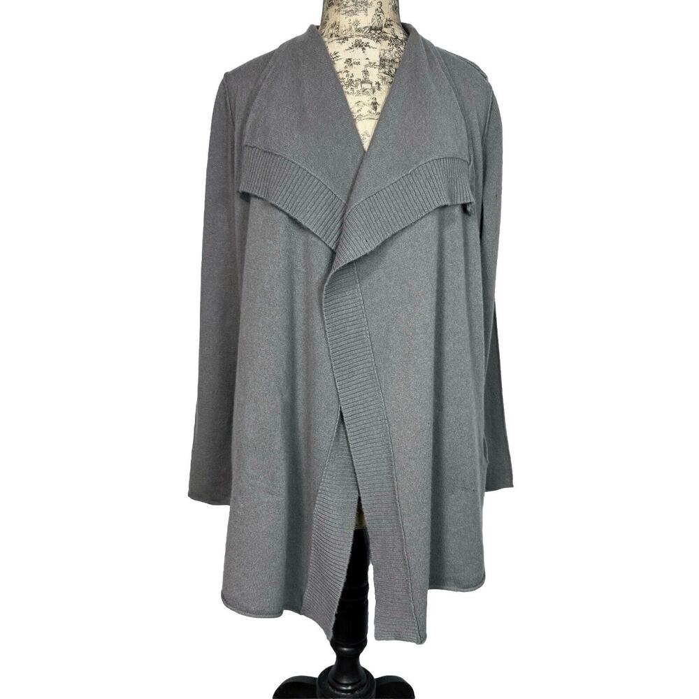 Naadam Sweater Gray Cashmere Cardigan Knit Lagenlook Open Front Long sz S / 6